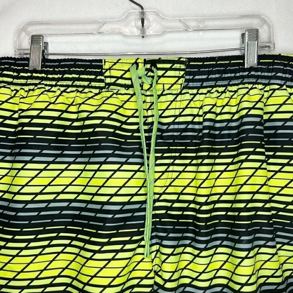 Nike Men’s Yellow/Black/Gray Drawstring Board Shorts Sz XL (34x11) Swim Trunk